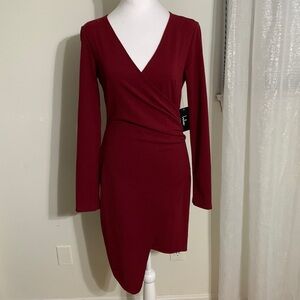 Lulus Maroon mini dress with asymmetrical design NEW size Large